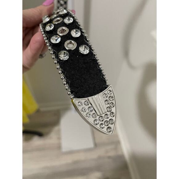 Black Rhinestone Studded Belt - Picture 5 of 5